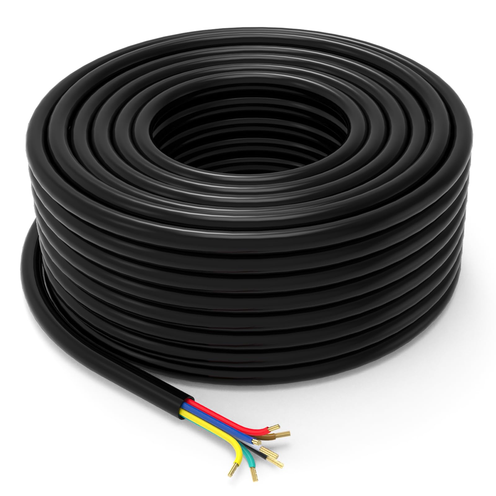 ATOLS 100FT 7 Way Trailer Wire 14 AWG, 7 Pin Trailer Wiring Harness, Weatherproof Flexible Cable for RV, Truck, Trailer, Camper, Boat
