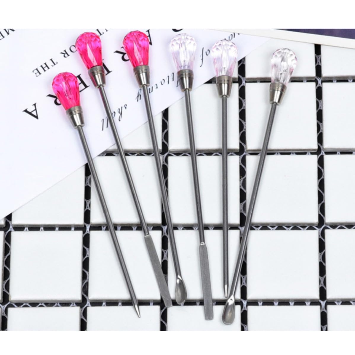 2pcs Metal Nail Stirring Rod for Nail Gel and Glitter Powder Mixing