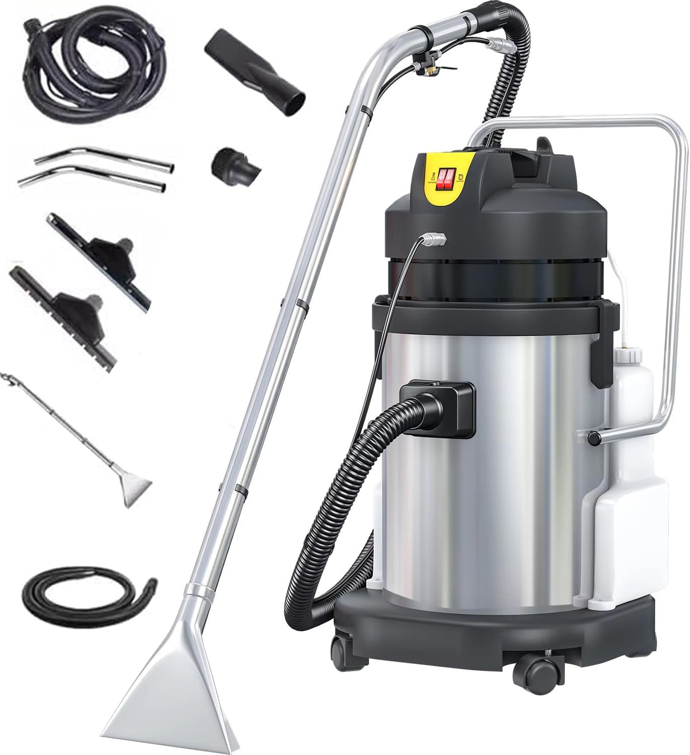QIANG 3 in 1 Portable Carpet Cleaner Machine,Upholstery Spot Cleaner Wet Dry Vacuum Extractor,Stainless Steel Carpet Washing Machine with Wheels for Carpet Sofa Curtain Pet Hair 40L