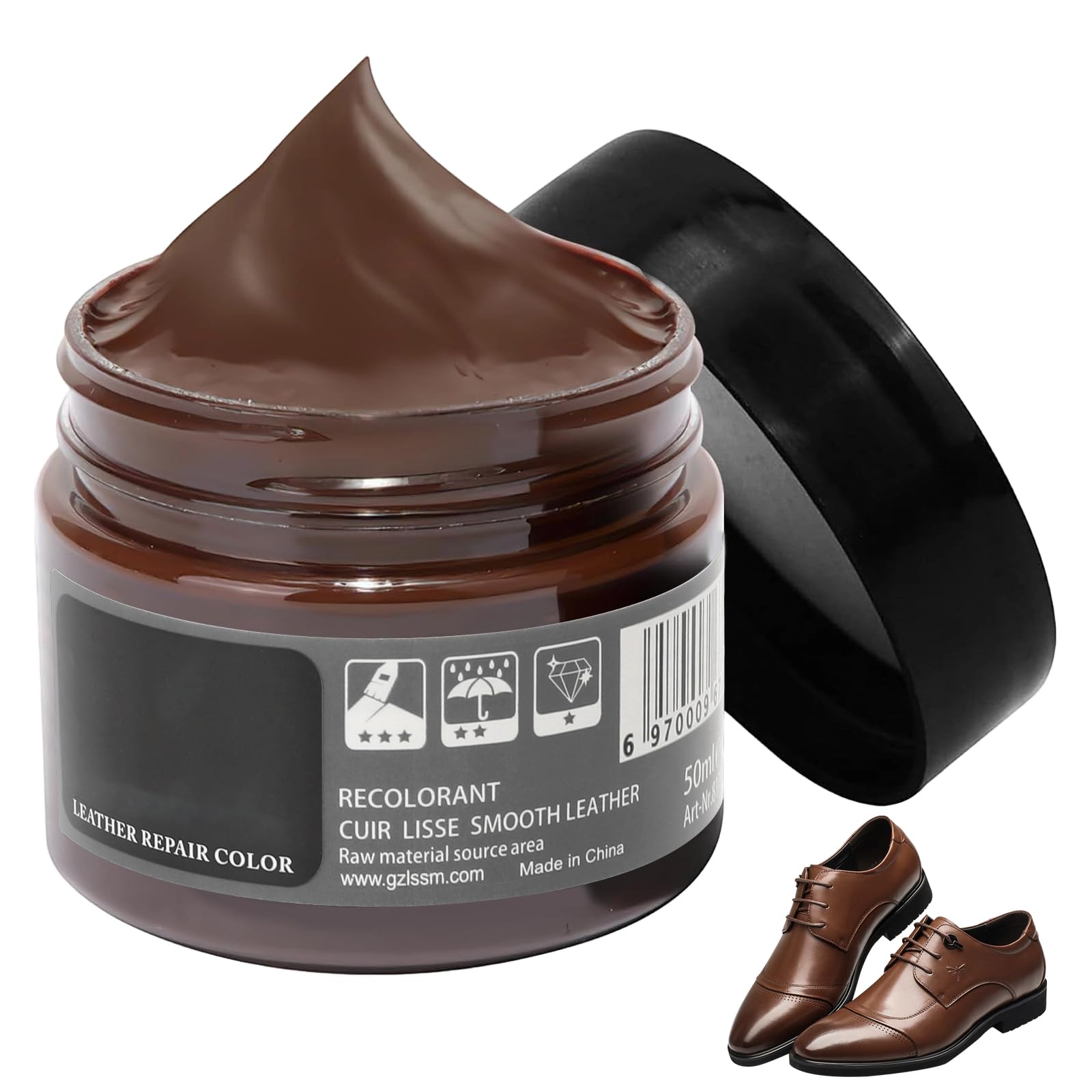 1 Article Teinture Cuir Marron Réparation Cuir Brun Moyen Très Efficace Résistant Aux Fissures Et À La Décoloration Simple À Utiliser Ne Laisse Aucune Trace Convient Pour Fissures Trous Sièges Voiture