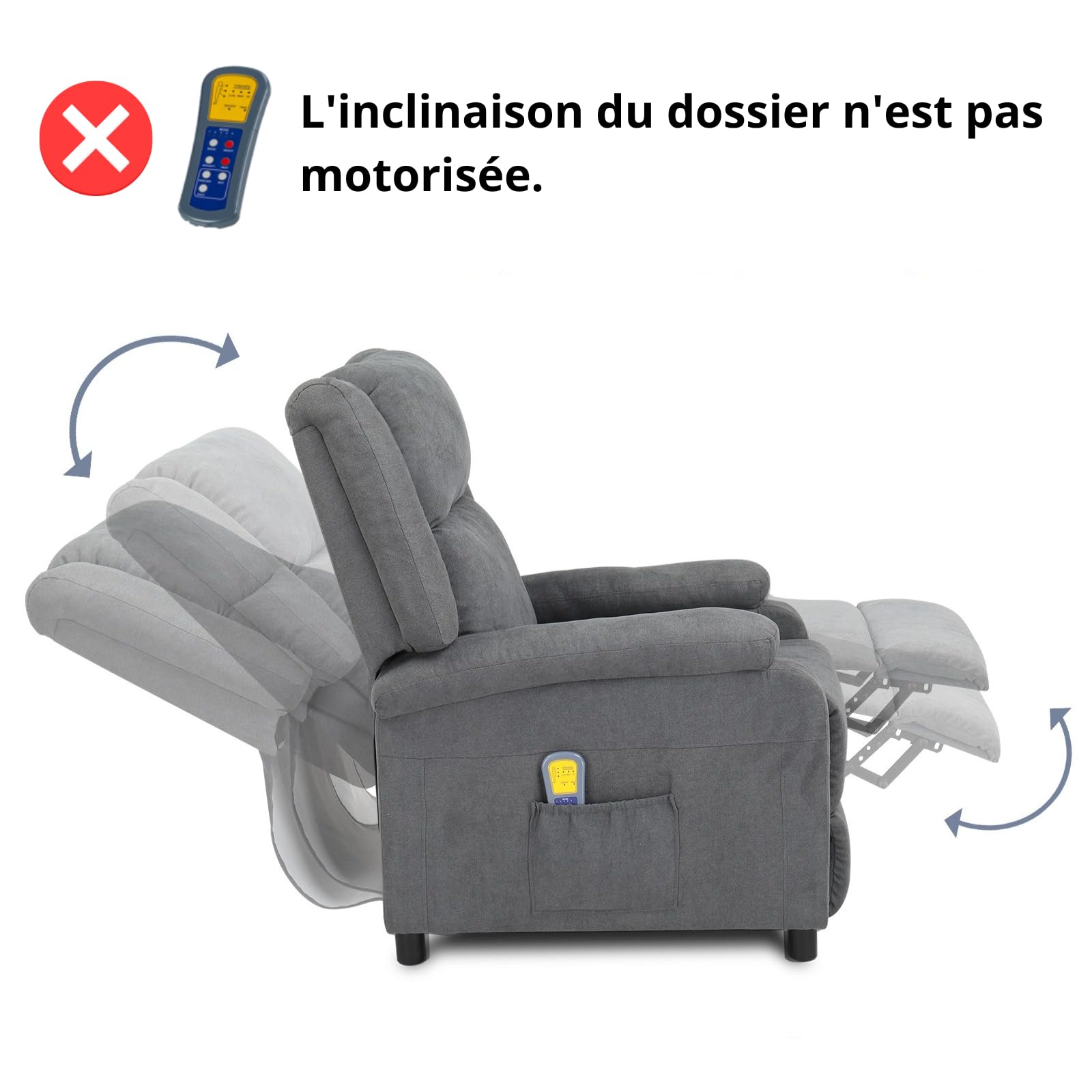 LEADZM Fauteuil Inclinable, Massage Électrique et Chauffage, Fauteuil Inclinable avec Dossier Basculant à Commande Humaine, Fauteuil TV pour Chambre à Coucher, Salon et Home Cinéma