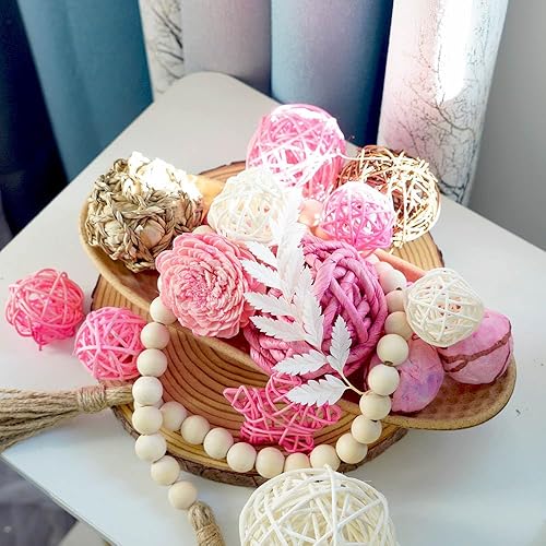 Miniatura 5 de Qingbei Rina Bolas decorativas para el día de San Valentín para cuencos, relleno de jarrón surtido para centros de mesa, bolas de ratán de mimbre