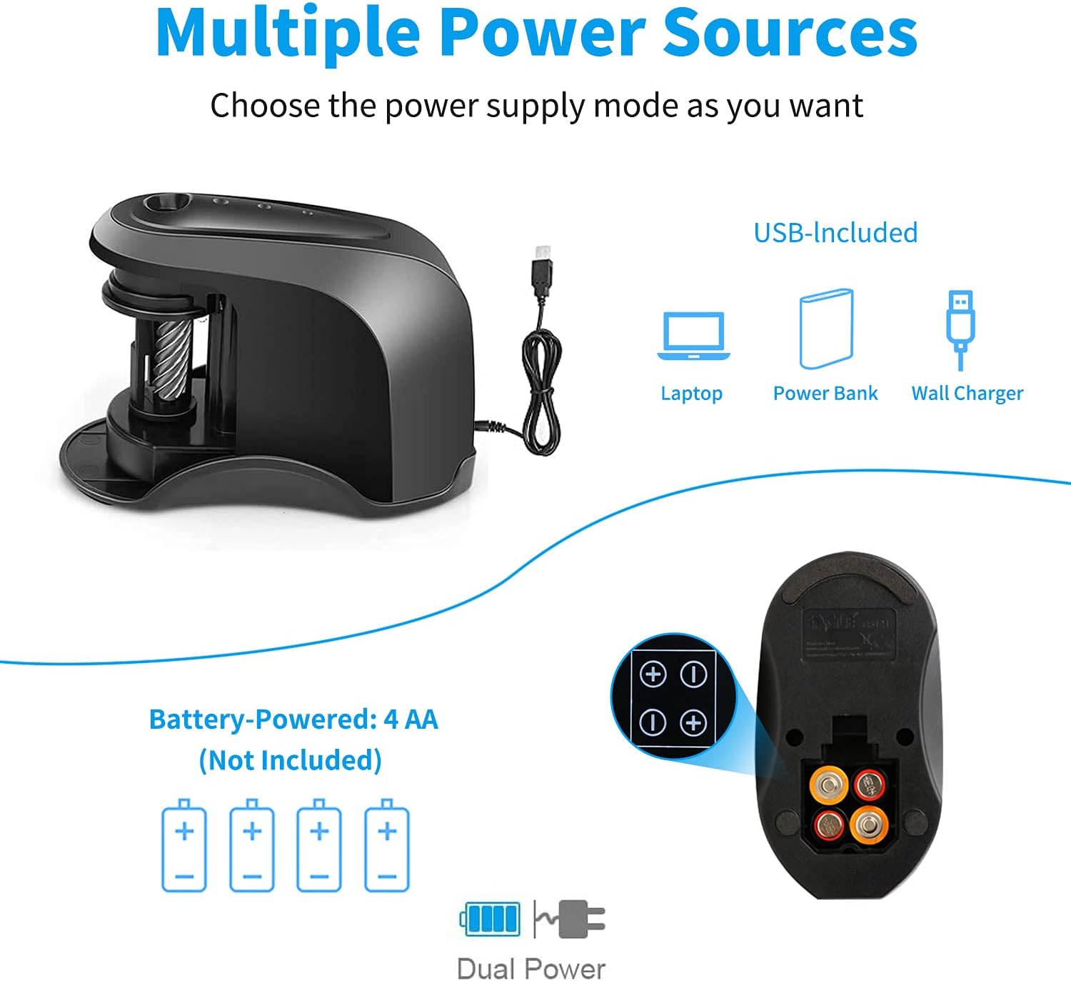 Pencil Sharpener Electric Pencil Sharpeners, Heavy Duty Helical Blade to Fast Sharpen，Pencils Sharpener for USB/Battery Operated, Suitable for No.2/Colored Pencils(6-8mm)/Classroom/Home/Office : Everything Else