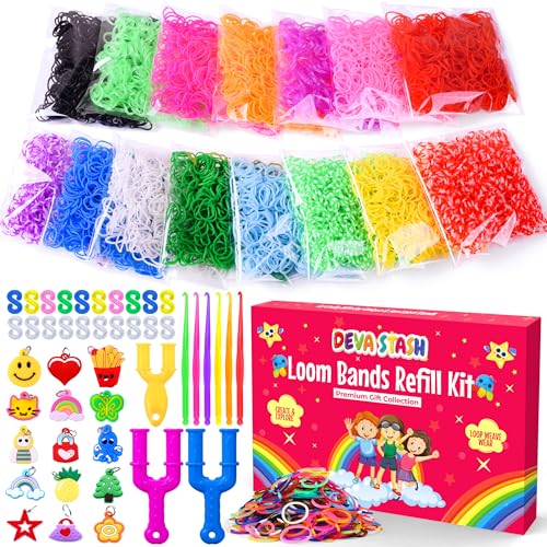 DEVA STASH 7000+ Loom Bands Refill Kit Loom Twist Rubber Bands for DIY Bracelet Making Craft Kits with More Accessories (Refill)