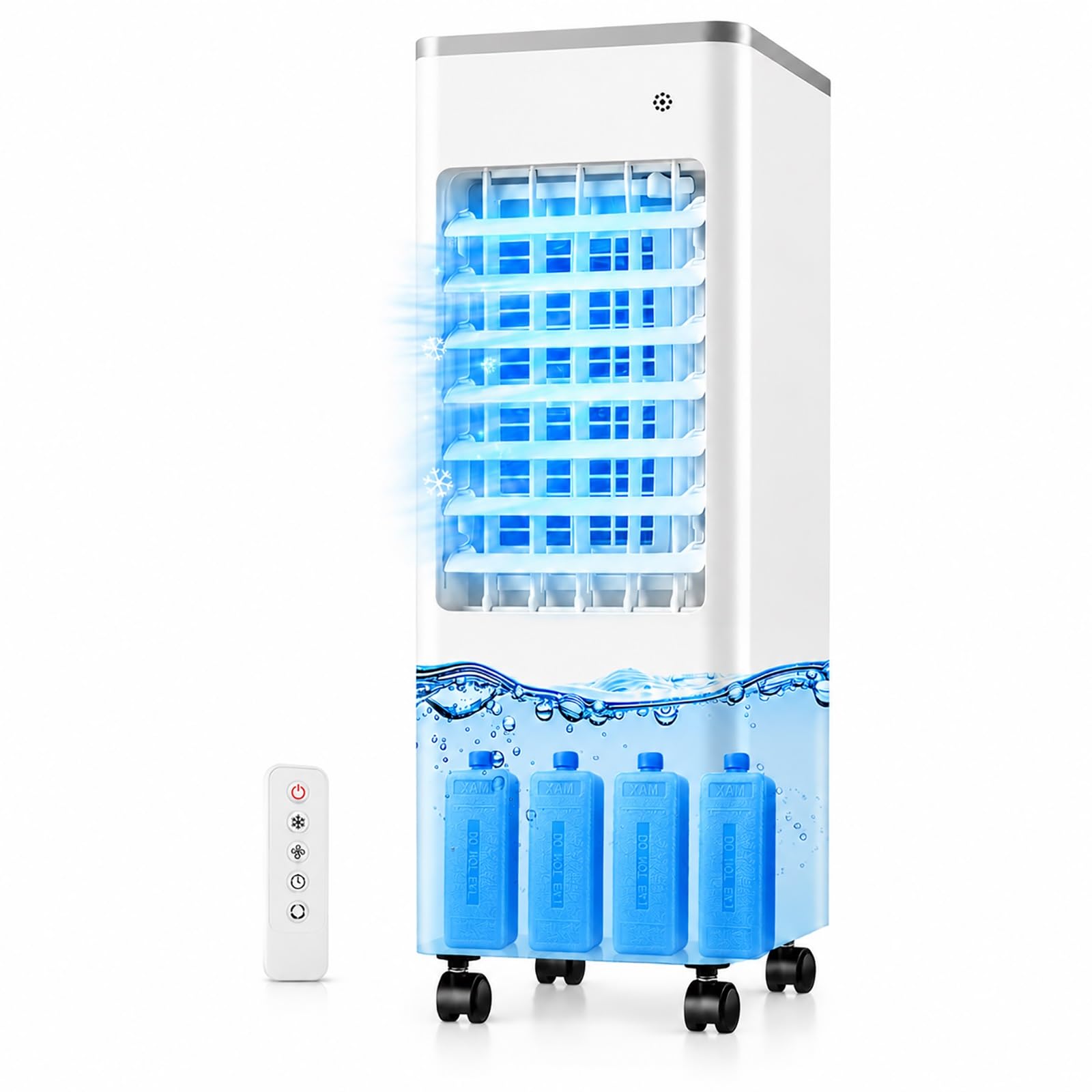 Trunxucl White Evaporative Air Cooler, 3-Speed Swamp Cooler With Remote