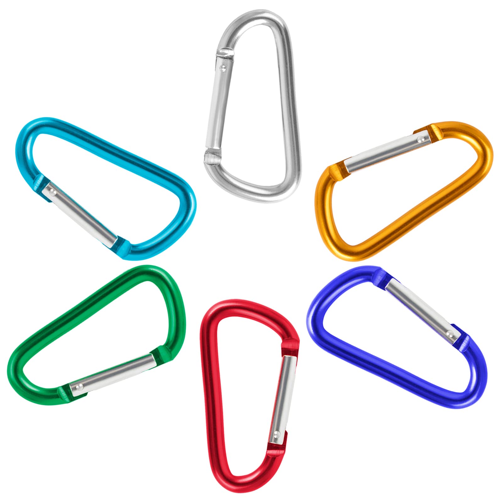 TopTie 24PCS Custom Carabiners Clips, Mini Engraved Carabiner Keychain Heavy Duty 3Inch D Shape - Assorted