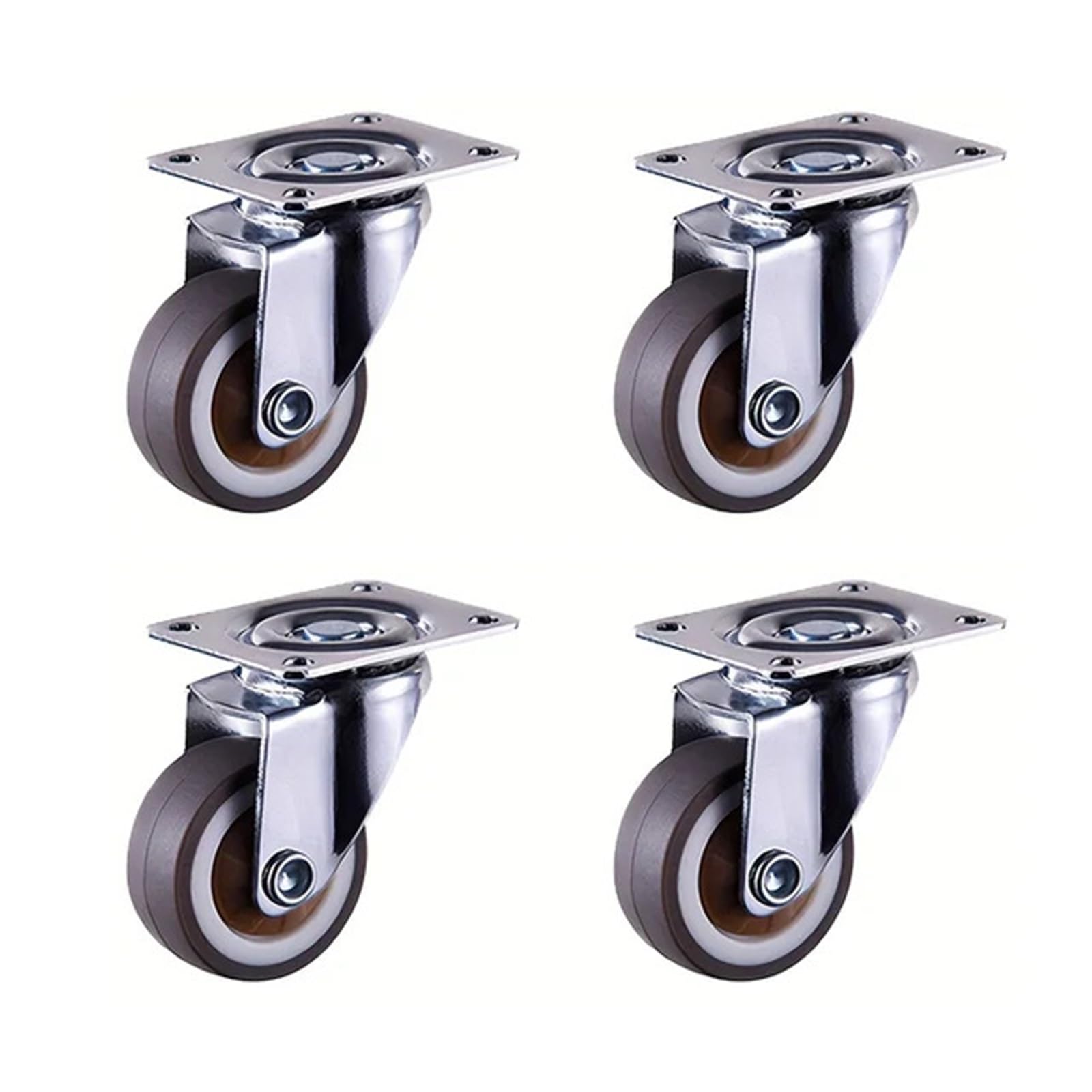 Caster Wheels, 4 Pcs 1/1.25" Caster Wheels Furniture Wheels Heavy Duty Castors TPR Rubber Flat Bottom Wheels for Furniture Cabinets Workbench(4 Universal,1.25 inch)