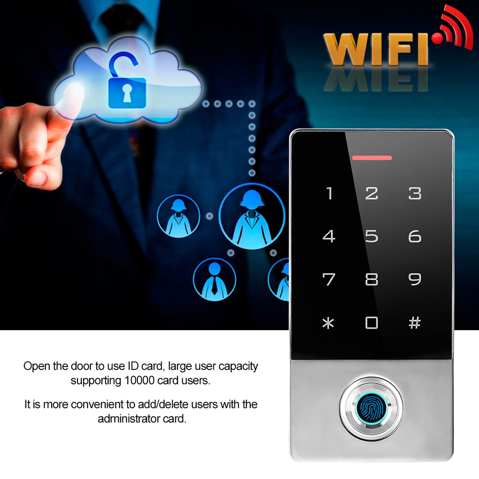 Bediffer Máquina de Control de Acceso de Huellas Dactilares de Metal Contraseña de Tarjeta de identificación WiFi para Oficina Familia Banco prisión, de control de acceso