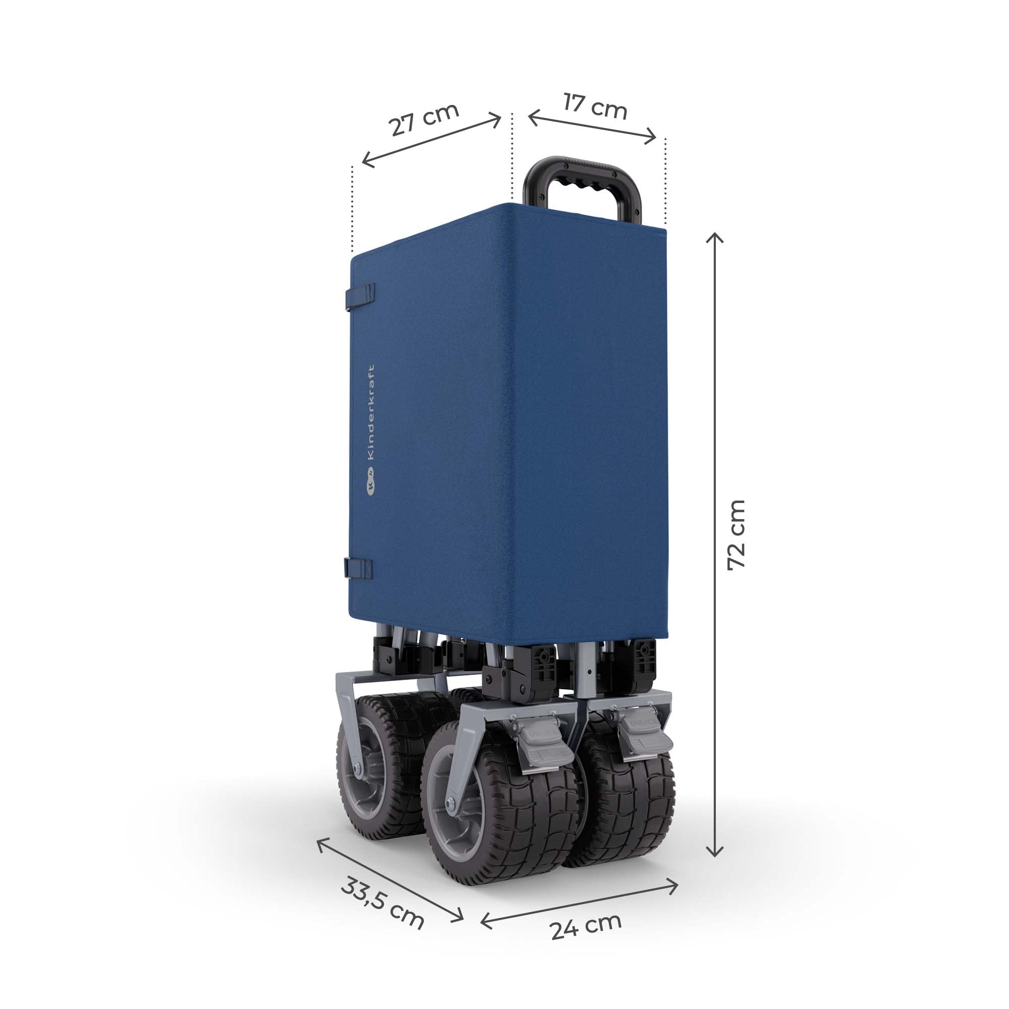 Kinderkraft ROLLSTER carrello pieghevole da trasporto, Capacità 130 litri, 100 kg di portata, leggero 10.3kg, Blu
