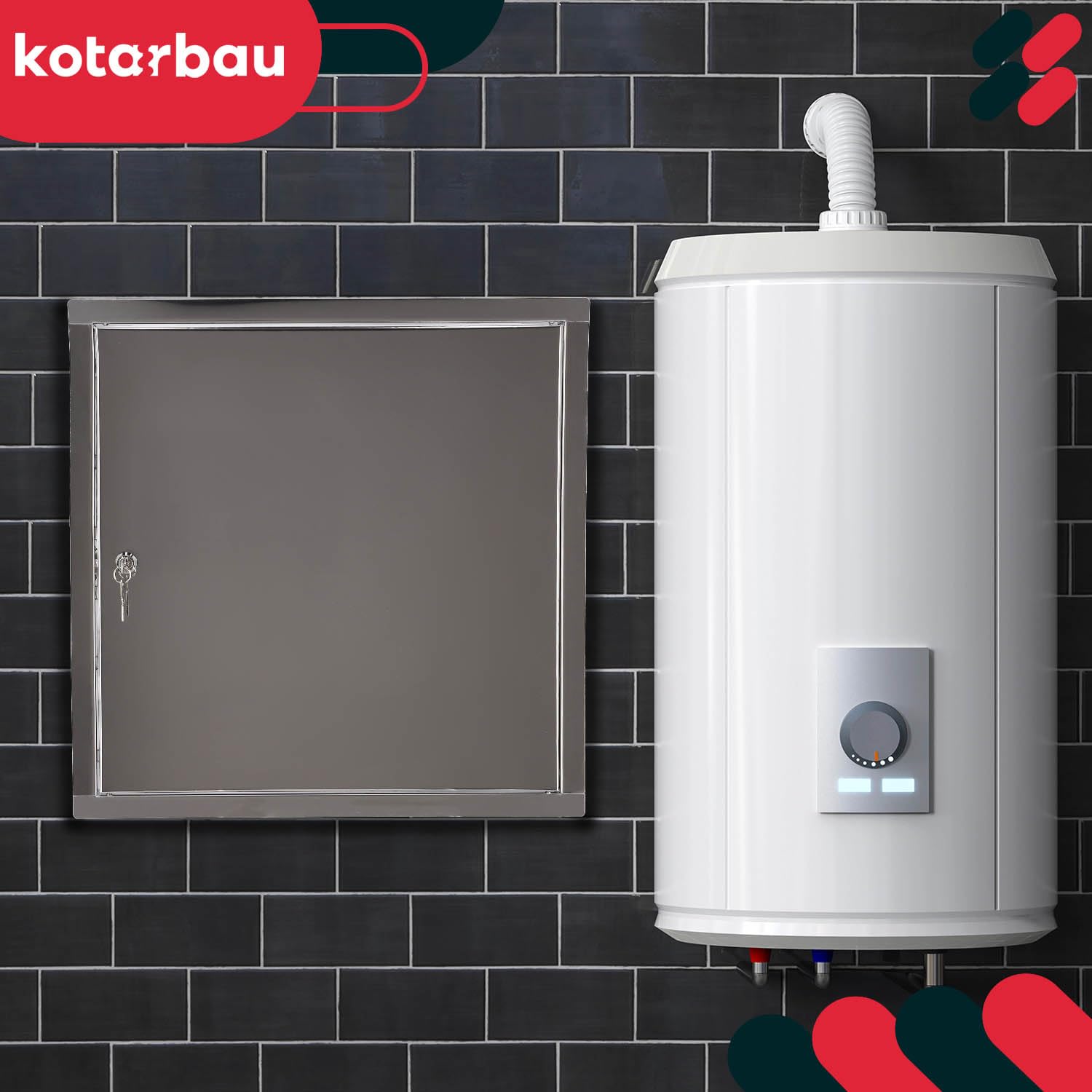 KOTARBAU® Sportello ispezione 60 x 60 cm con chiave In acciaio inox Sportello di manutenzione sportelli cartongesso