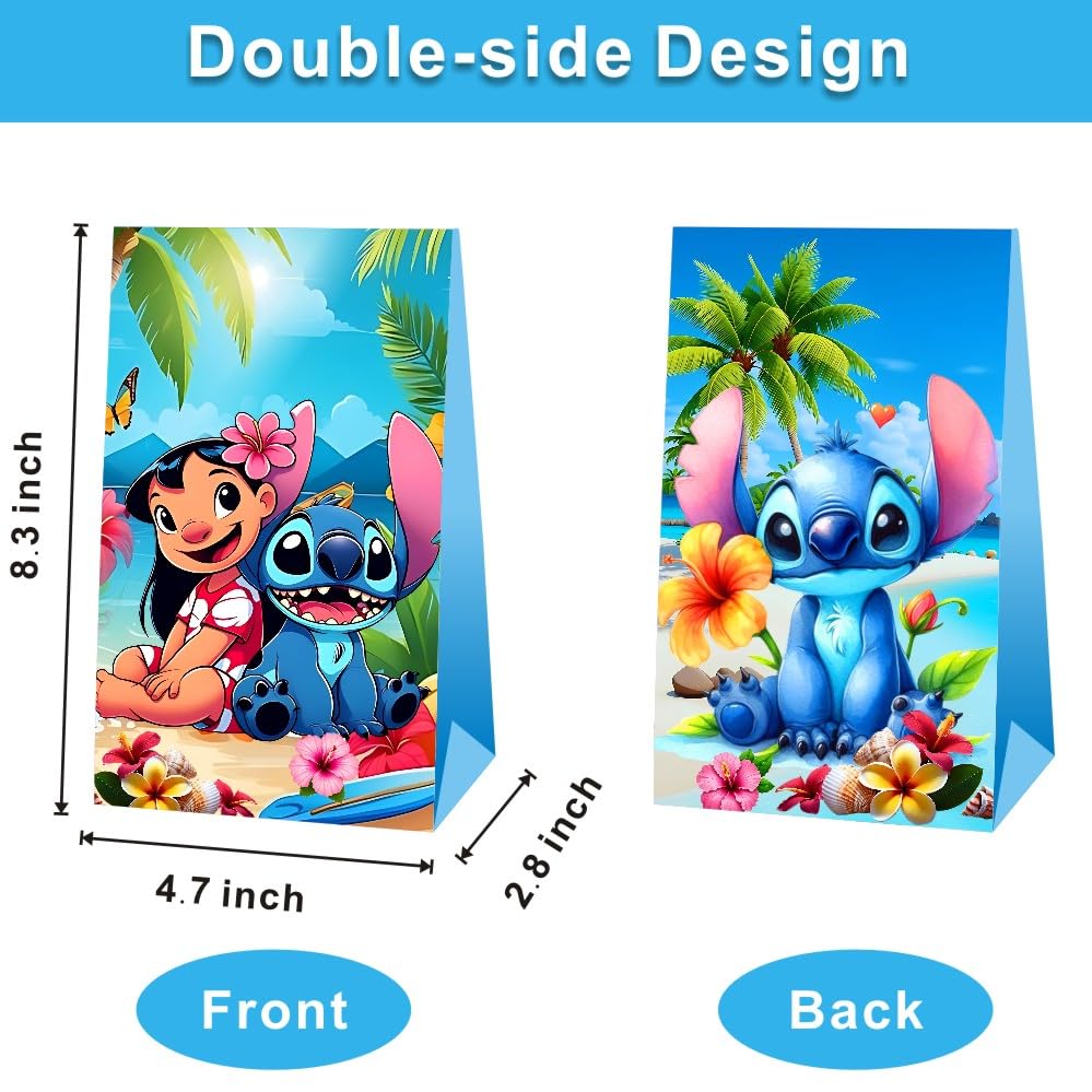 BNFUO 12pcs Stitch and Angel Goodie Bags Party Bags Gift Bags for Birthday Party, Stitch Birthday Party Supplies Birthday Decorations