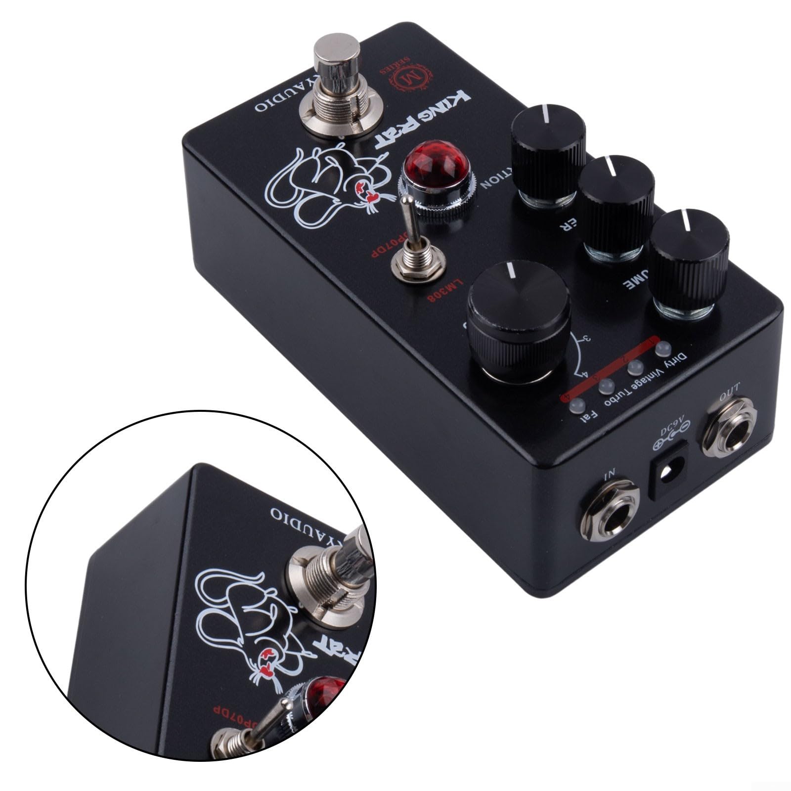 Filtro Volume Fuzz Distorsione Effetti Pedale per Mosky King Chitarra Elettrica 4 Modalità Manopola Vintage Dirty Fat Turbo DC9V Negativo Center Power