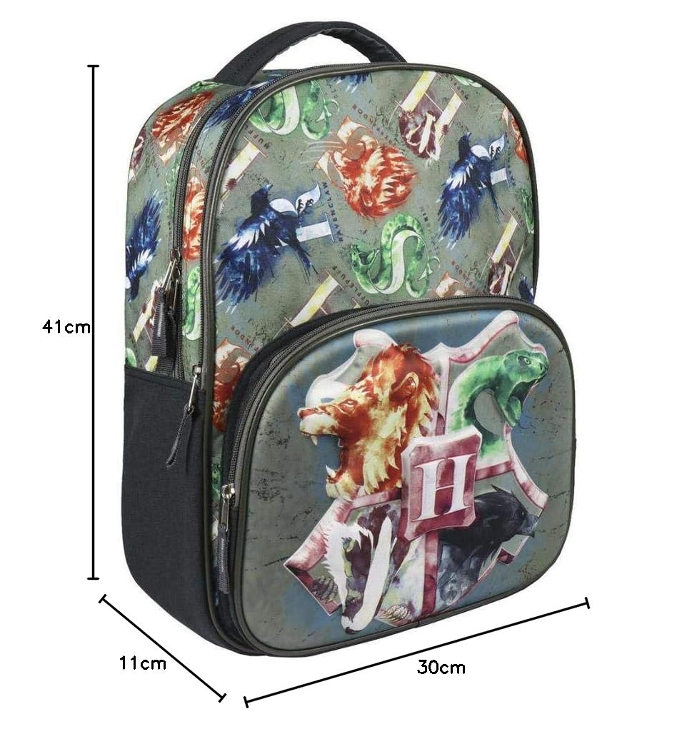 Artesania Cerda Mochila Escolar 3d Harry Potter Hogwarts Zaino, 41 cm, Grigio (Gris)