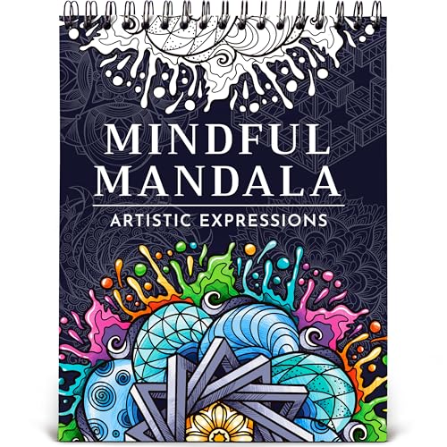 Image of Premium Artistic Mandala Coloring Book for Adults - 50 Abstract Designs - 180gsm Thick Bleed-Proof Paper, Spiral Bound Lay-Flat, Perforated - Frameable Art, Relaxation Gifts for Women, Adult Coloring