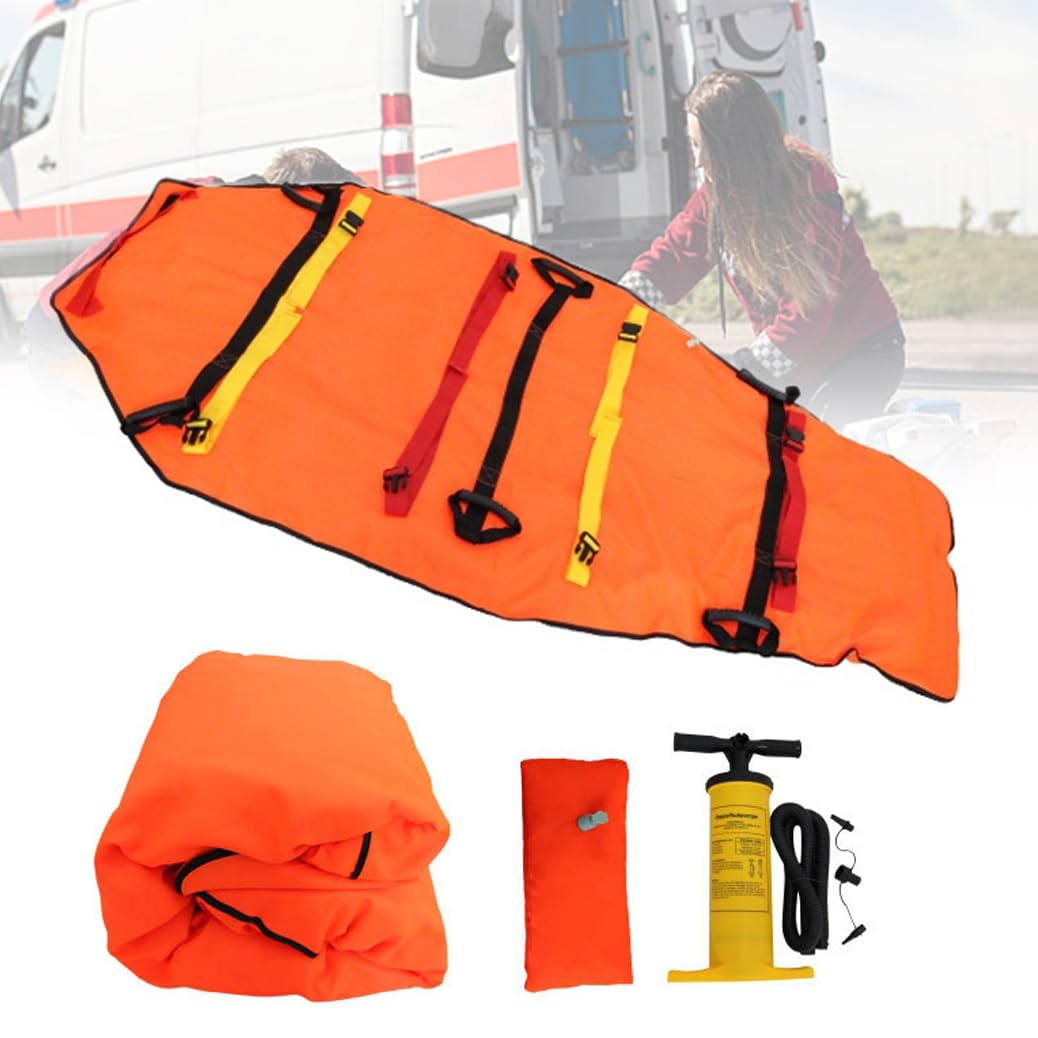 Camilla de rescate de emergencia, bolsa de aire de fijación de torso de presión negativa con soporte para el cuello, portátil con funda de transporte para respuesta a traumas y accidentes