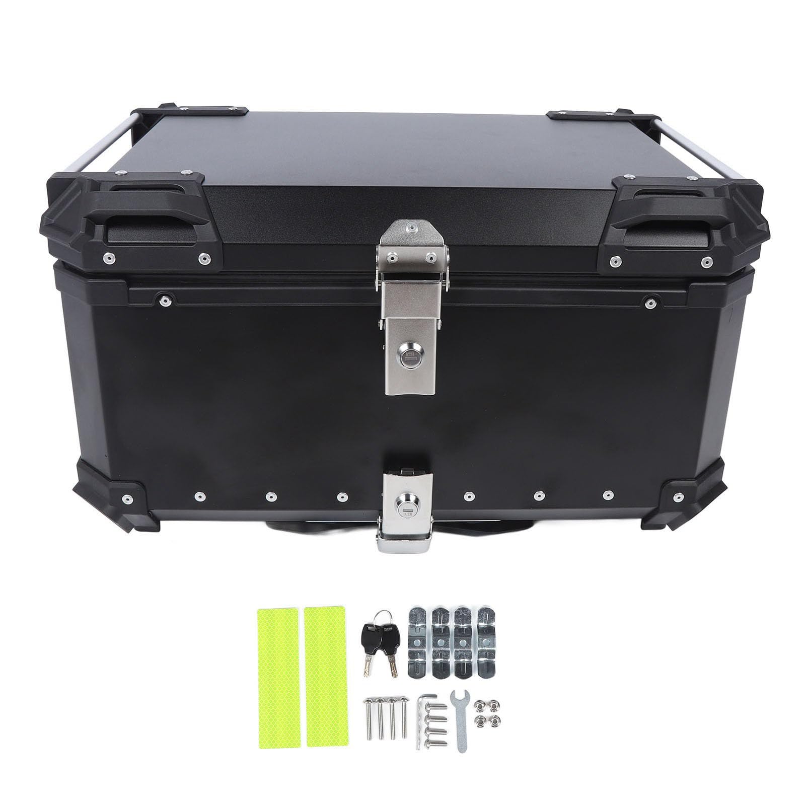Kufer Motocyklowy 65L, Aluminiowy Bagażnik Odpinany z Zamkiem,