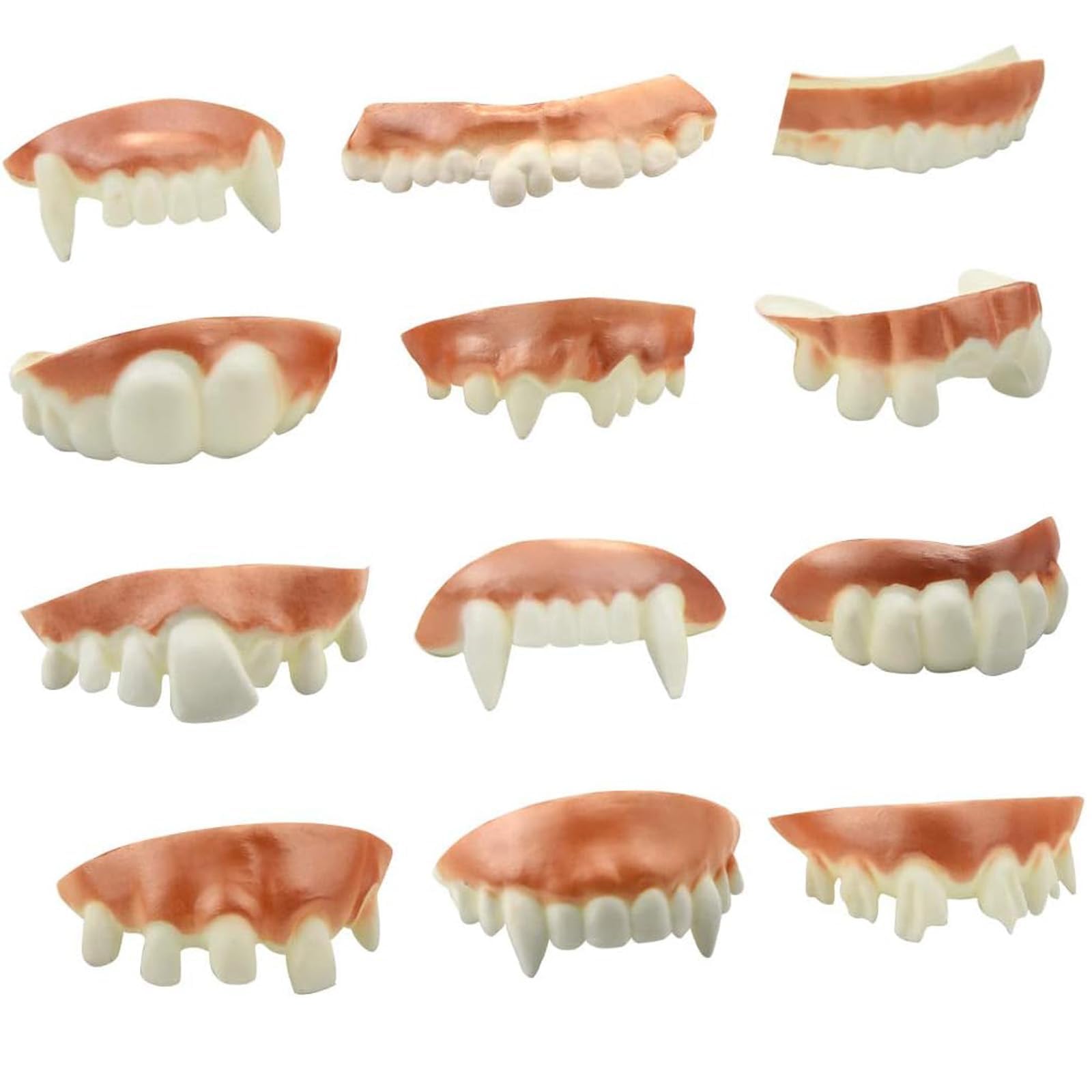 12pcs Joke Teeth, Funny Teeth, Easter Billy Bob Teeth, Joke Teeth Adult, Fake Teeth, Joke False Teeth Adult, Halloween Vampire Teeth for Aldult Halloween Masquerade Costume Party Favors