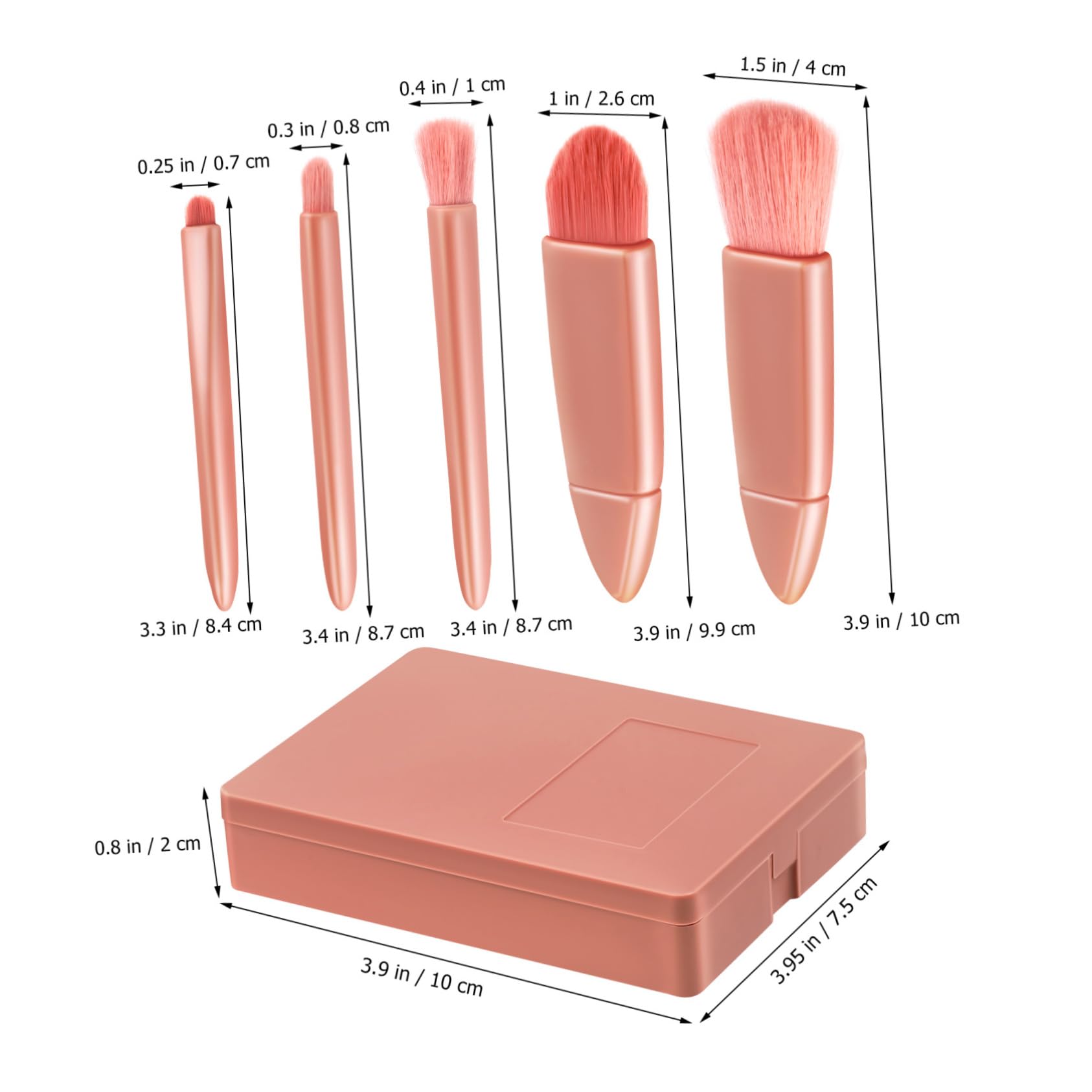 WOFASHPURET 1Set Travel Makeup Brushes Portable Makeup Brush Kit with Built Mirror for Foundation Lip Eye Shadow and Loose Powder present for Beauty Enthusiasts