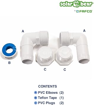 FAFCO Starter Kit for Above-Ground Pool Solar Heating Panels - Fits The Solar Bear and Solar Cub Panel Systems (Sold Separately)