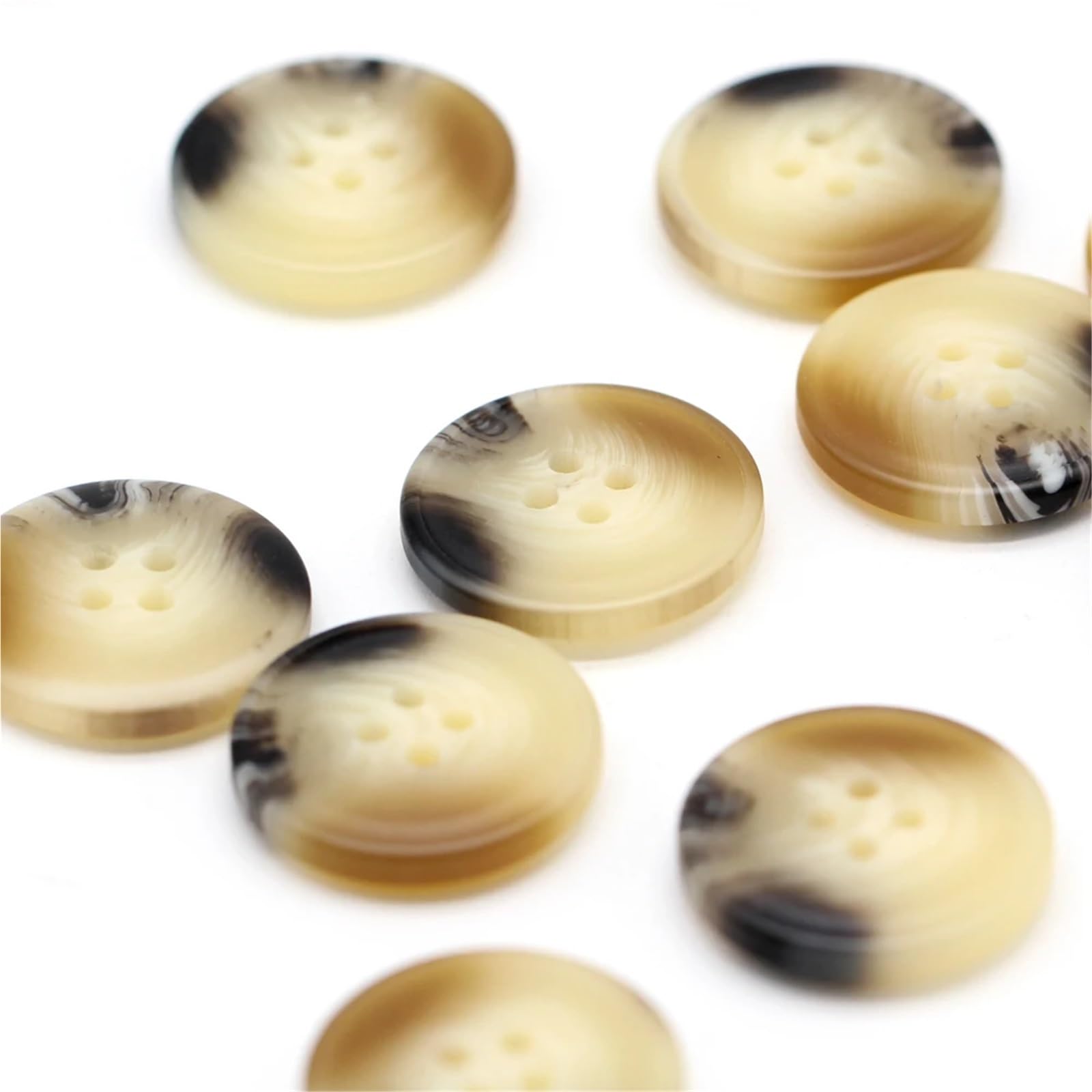 bottoni, Confezione Da 85 Bottoni In Resina A 4 Fori Marrone Beige 15-28mm for Abbigliamento Cucito Fai Te(Beige,21mm 15pcs)