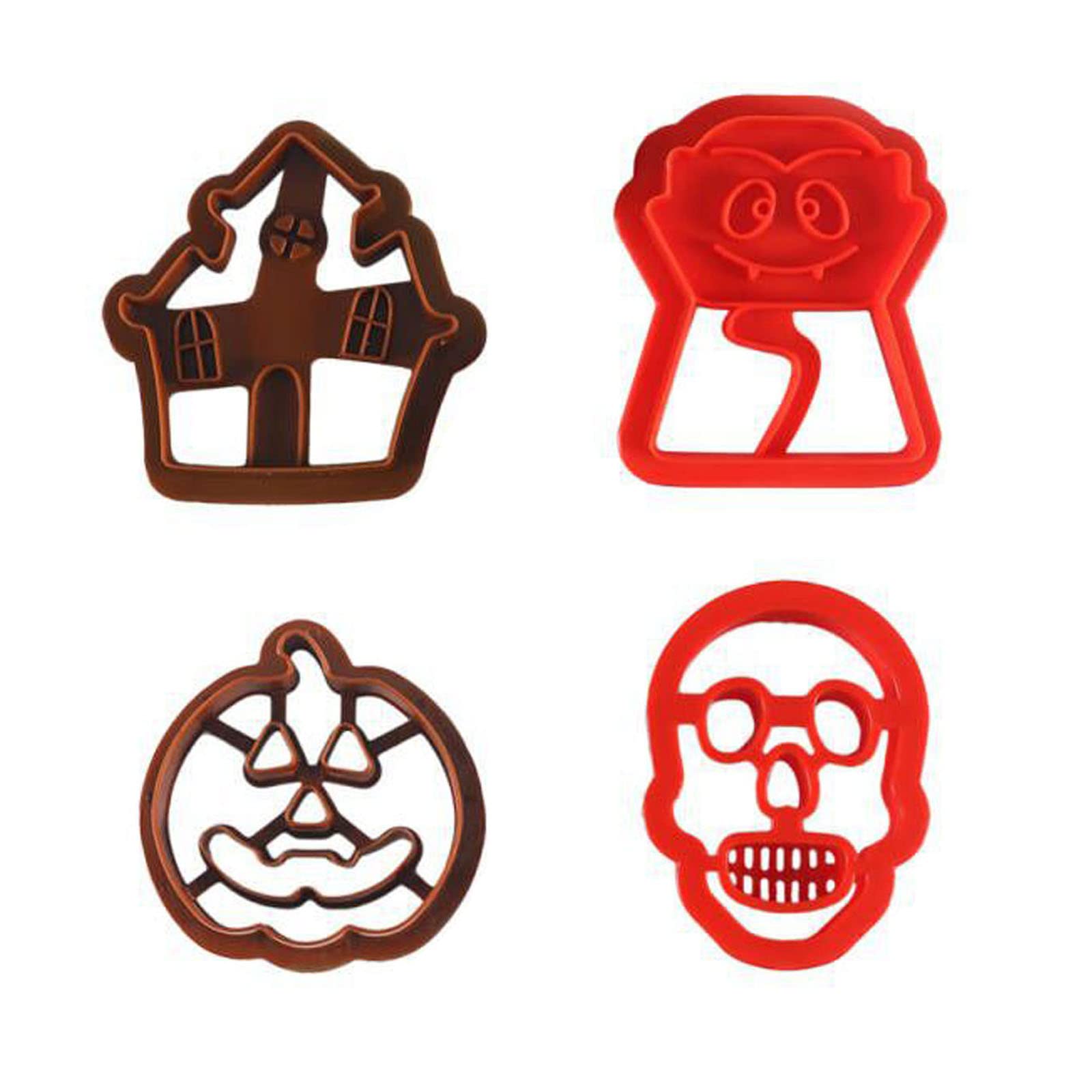 YPBEW 4Pieces Halloween Fondant Biscuit Cookie Cutter Molds Kitchen Baking Gadget Lover Cookie Molds for