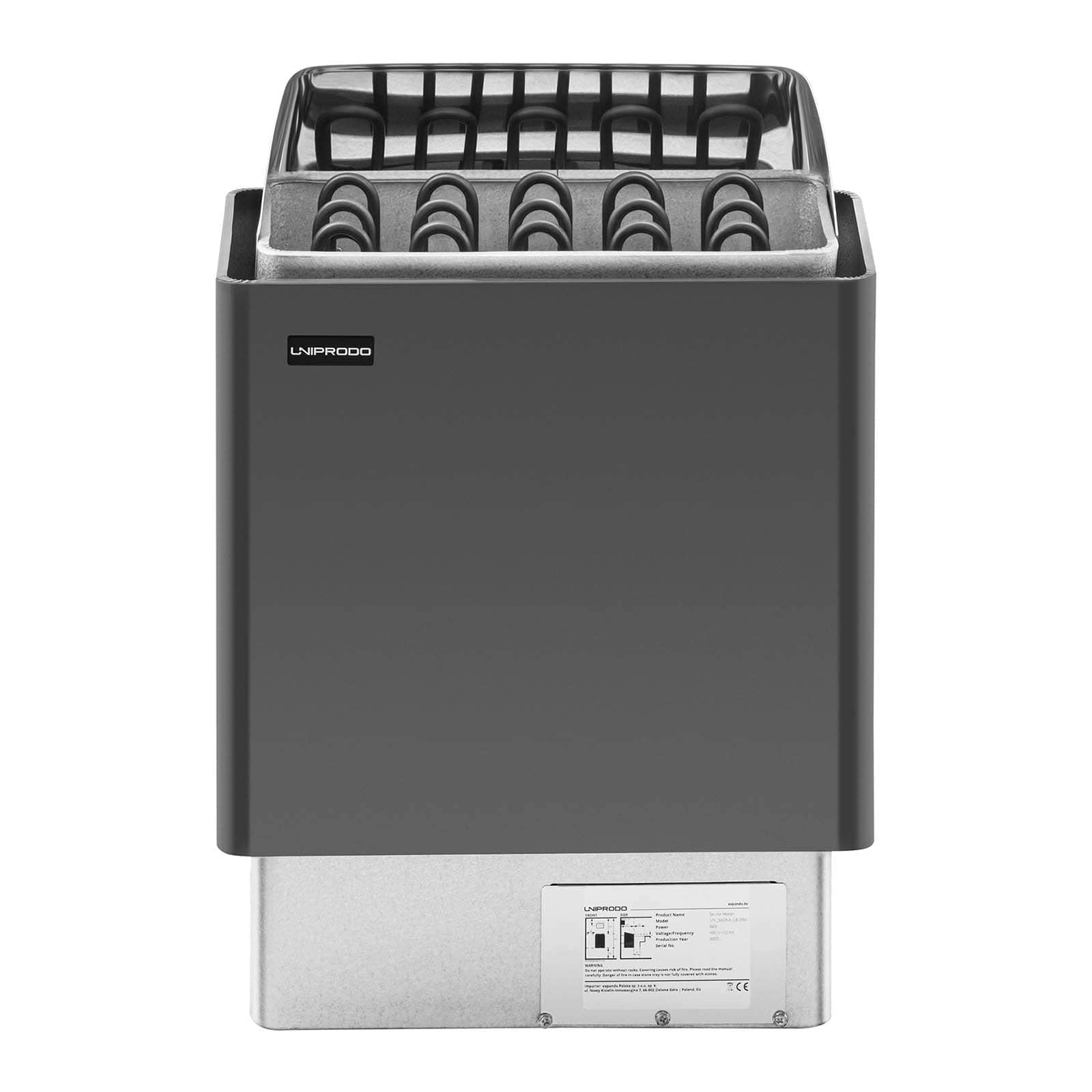 UNI_SAUNA_G8.0KW Horno de sauna Manejo sencillo para tamaño de sauna: 8-12 m³ 8 kW Rango de temperatura de 30 a 110 °C Estufa Eléctrica Calefactor Calentador para saunas