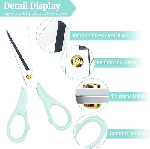 Miniatura 5 de Koqye Tijeras elegantes multiusos, tijeras de acero inoxidable con mango acrílico, herramienta de corte de papel de papelería para oficina, hogar,