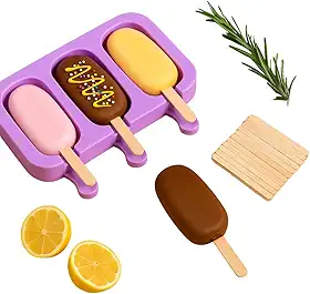 Forma de Silicone para Picolé com Tampa e 50 Palitos – Molde Reutilizável para Sorvete Caseiro – Empilhável, Flexível e Fácil de Desenformar