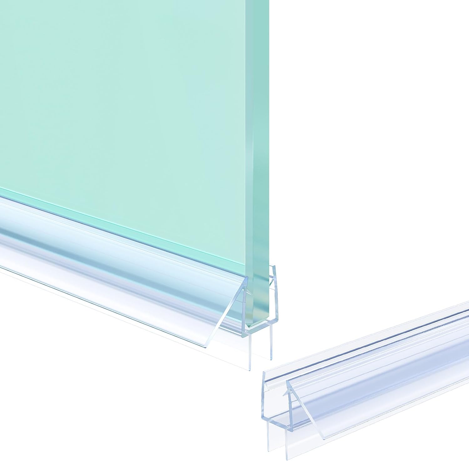 Shower Door Bottom Seal Strip, 2PCS Seal Strip, Clear PVC, 36" Length, Fits 10mm Thick Glass, Prevents Leaks, Easy Installation, No Adhesive Required (Clear, 36in for 3/8"(10mm)) Clear 36in for 3/8"(10mm) Door