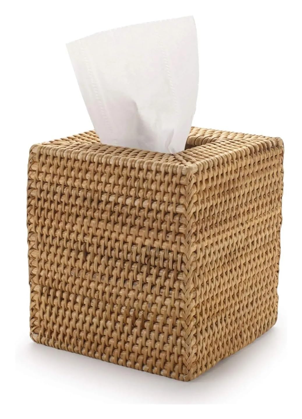Aimanqi Natural 1Pcs Rattan Tissue Box Cover, Rectangle Wicker Tissue Box Holder, Boho Tissue Box Cover For Living Room, Bathroom, Kitchen, Bedroom(Natural)