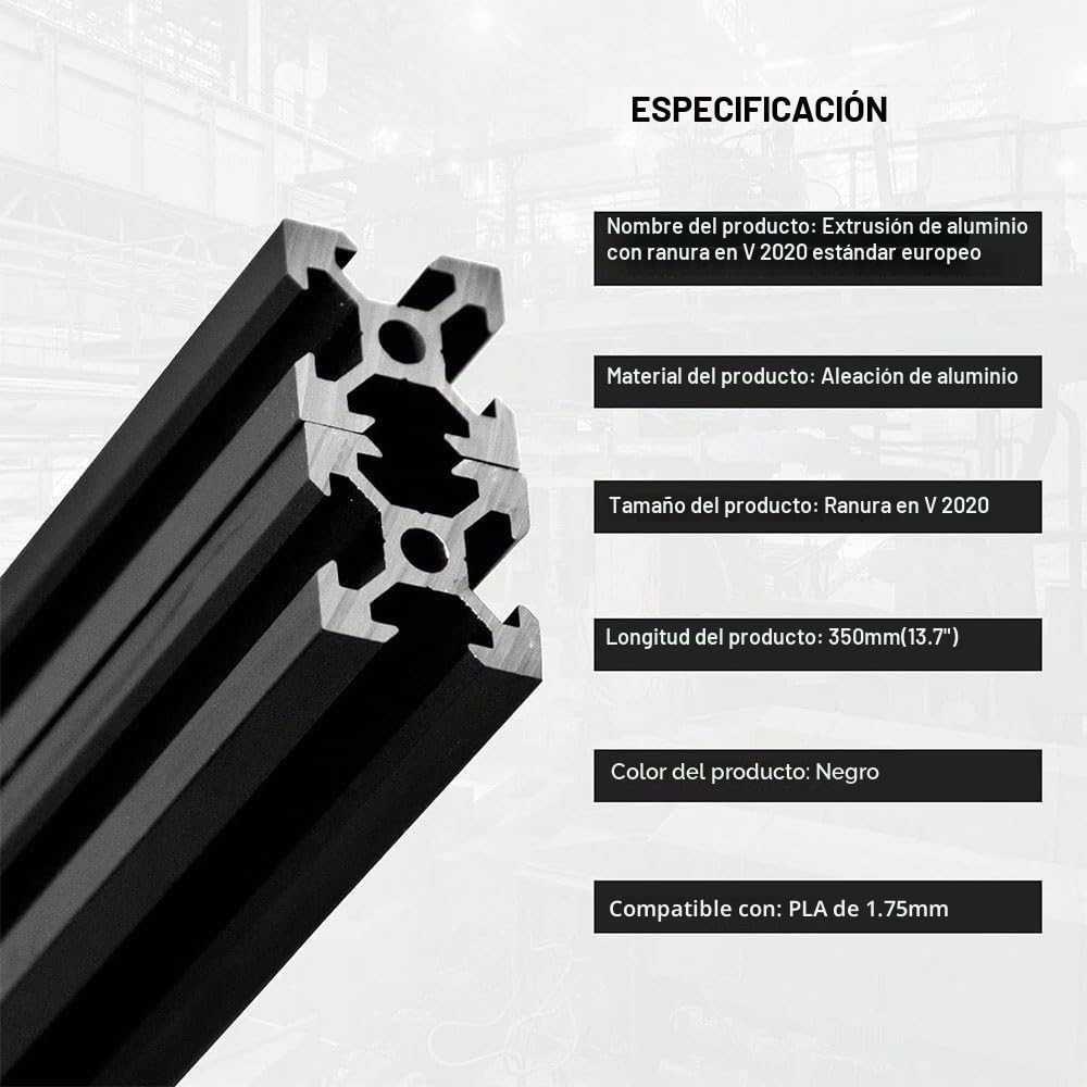 10 piezas 350 mm 2020 V - tipo negro estándar europeo anodizado guía lineal perfil de aluminio extruido para impresoras 3D y máquinas CNC de bricolaje