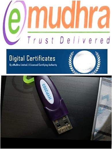 emudhra Class 3 Digital Signature Certificate (Dsc), 2 Years Validity, With Epass 2003 Token