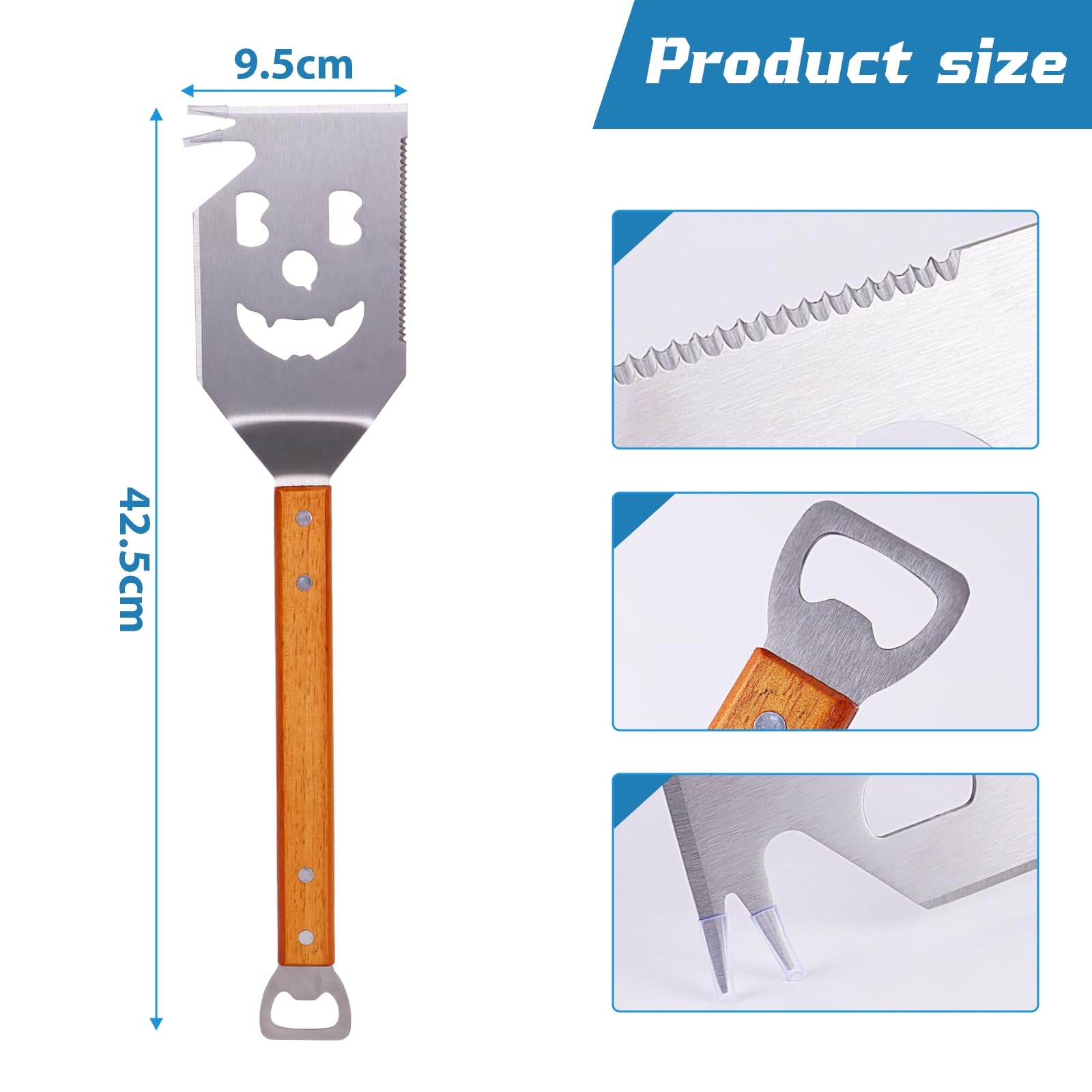 7-in-1 BBQ Grillspatel – Multifunktionales Grillwerkzeug für BBQ & Camping, Edelstahl Grill Utensilien Set mit Flaschenöffner, ideal als Grill Geschenk für Männer, Papa oder Freund