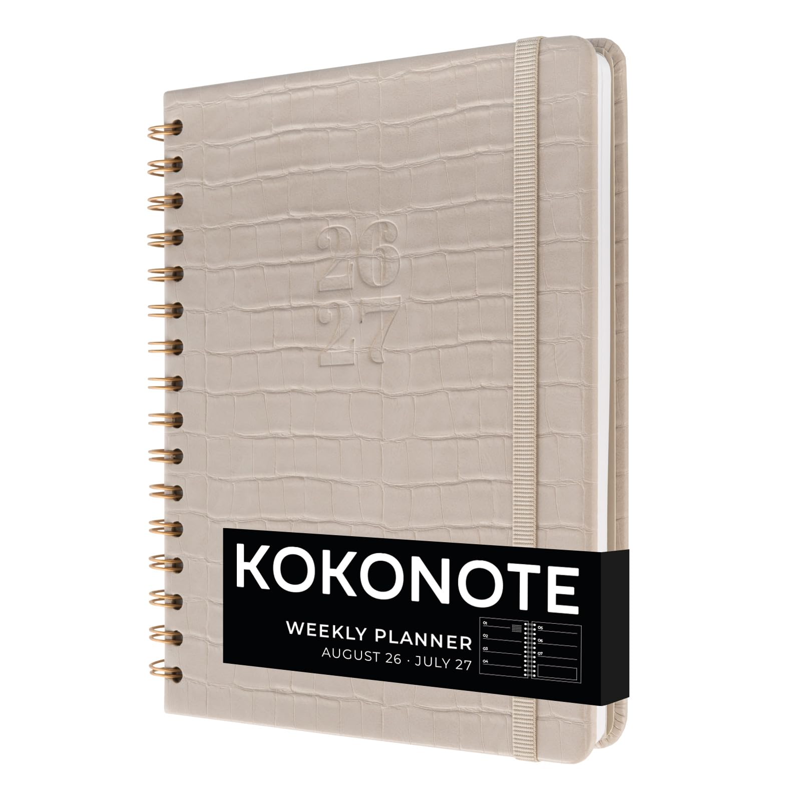 Kokonote Academic Diary 2026-2027 Week to View - Caiman Gray | Academic Planner 2026-2027, Mid Year Diary 2026 2027, Weekly Planner | Aesthetic Stationery Gifts