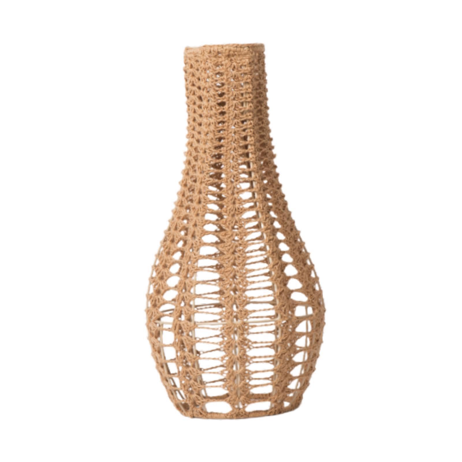 QLECXZI Elegant Woven Lampshade Weave Rope Lampshade Ceiling Lantern Cover Effortlessly Enhances Home Decor and Adjusts Bulbs Easily Rope Weave Cotton Pendant