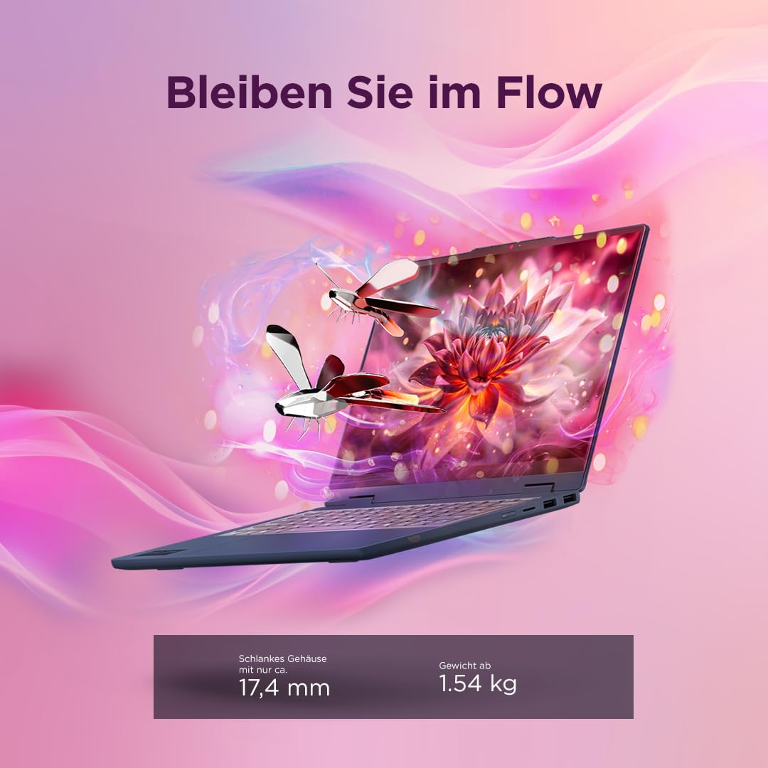 Lenovo IdeaPad 5 2in1 Laptop | 14" WUXGA Touch Display | AMD Ryzen 7 250 | 16GB RAM | 512GB SSD | AMD Radeon 780M | Windows 11 | QWERTZ | exkl. Farbe in Cosmic blau | 3 Monate Premium Care