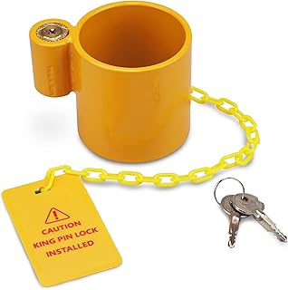 RVMATE 5th Wheel Lock, Heavy Duty Steel King Pin Lock with Anti-Theft Warning Tag, for 5th Wheel/Semi Trailers/RVs/Containers