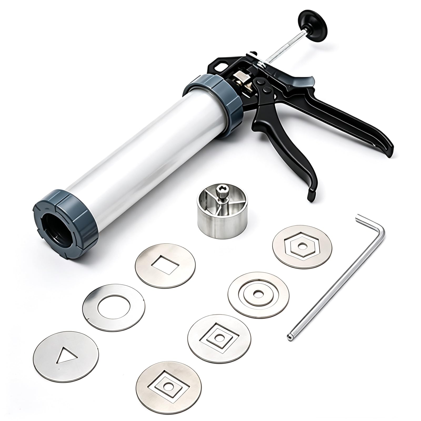 Pistola Estrusore Per Argilla, Strumento Manuale Per Estrudere Largilla Con 7 Stampi Di Diverso Spessore, Spessore Della Parete Di 0,5 Cm E Rottura Uniforme, Corpo In Alluminio Resistente
