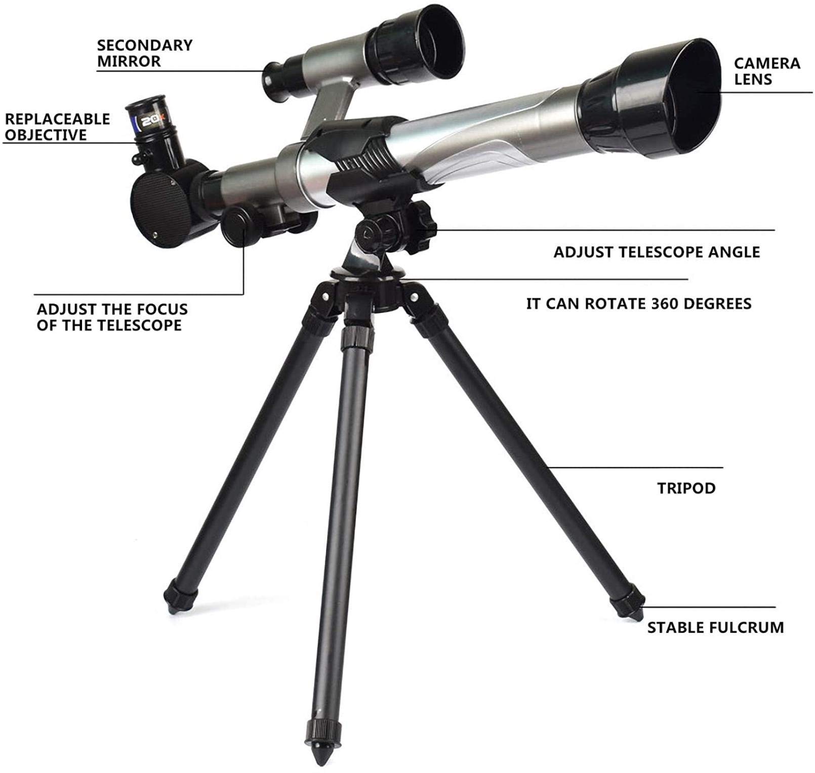 Télescope pour Adultes et Enfants, télescope pour débutants en Astronomie, télescope pour Enfants de 8 à 12 Ans, télescope débutant avec chercheur et trépied