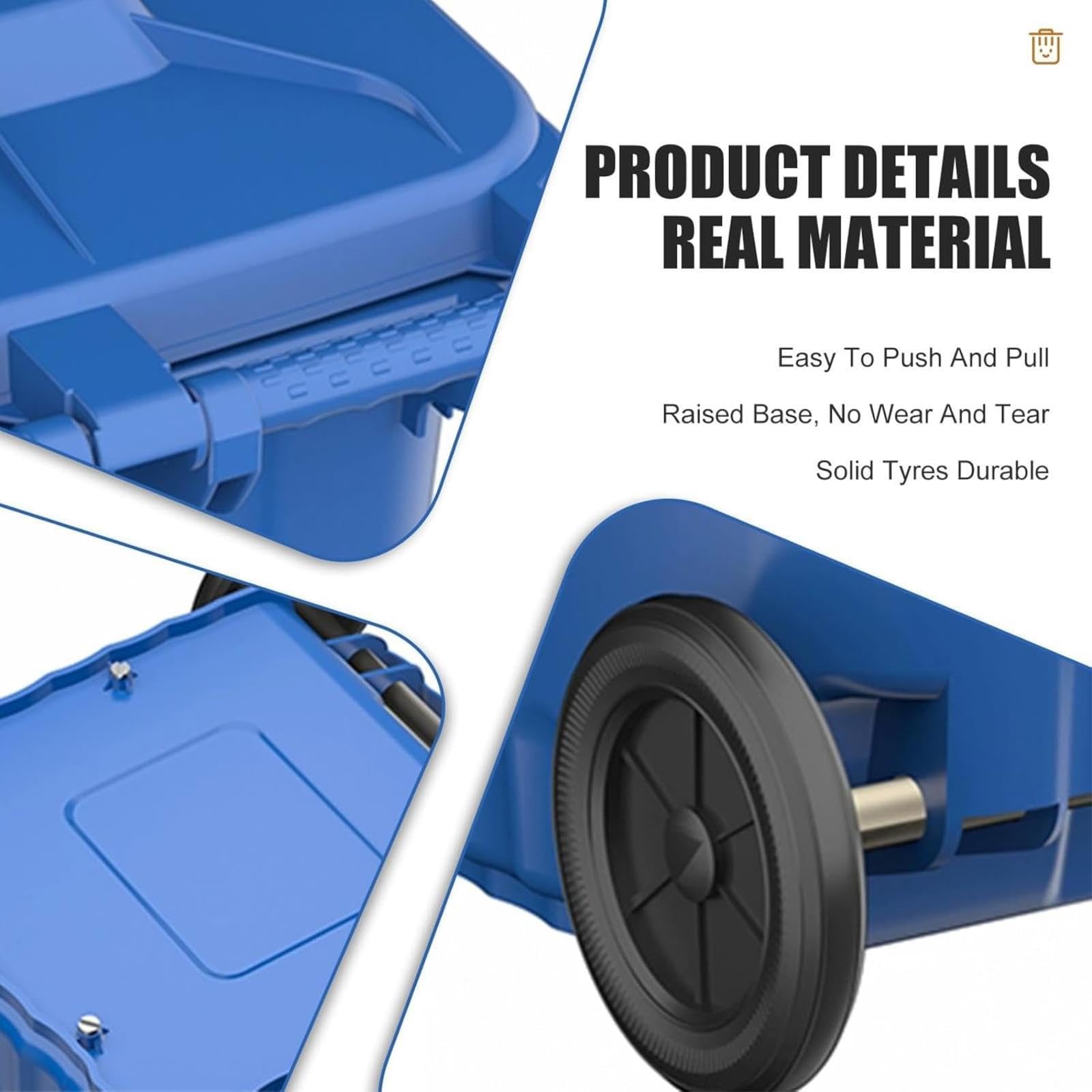 Cubo de Basura Exterior con Ruedas, contenedor de Basura Resistente Multicolor para Patio Trasero, Garaje, terraza y Uso Comercial. (Blue 30L)
