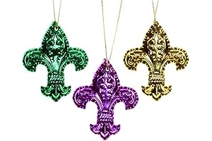 Fleur de Lis Mardi Gras Ornaments: 2" Set of (6) New Orleans...