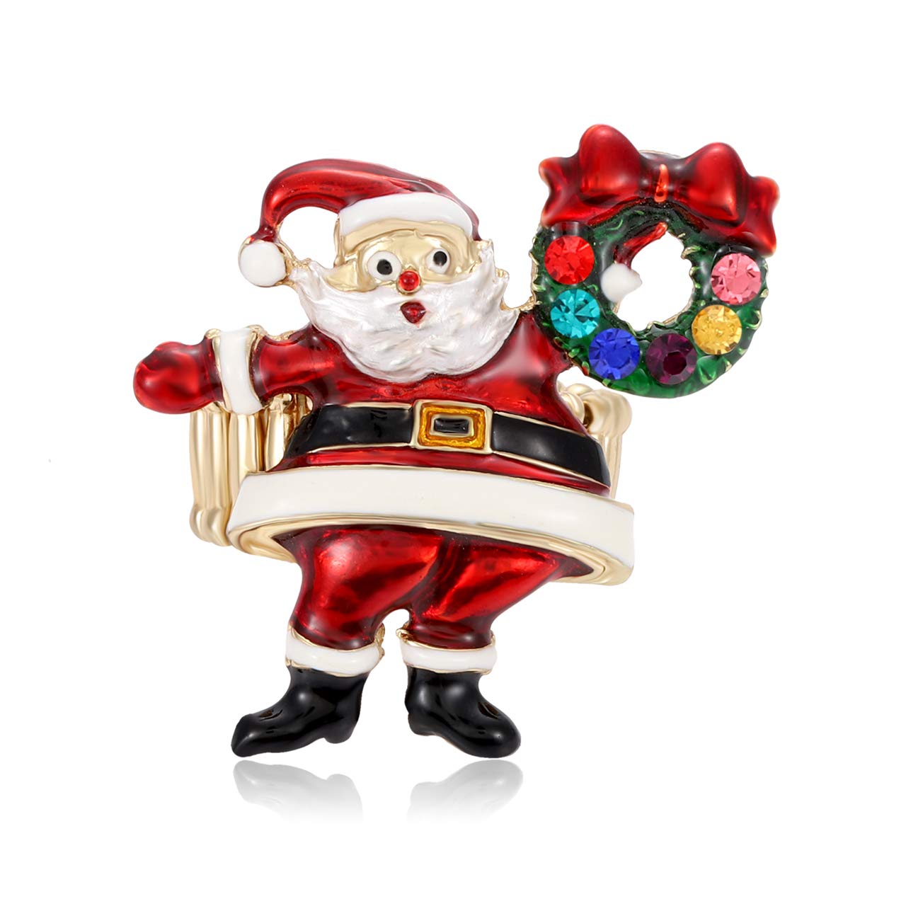 Christmas Ring Handmade Xmas Tree Santa Claus Berry Fern Mistletoe