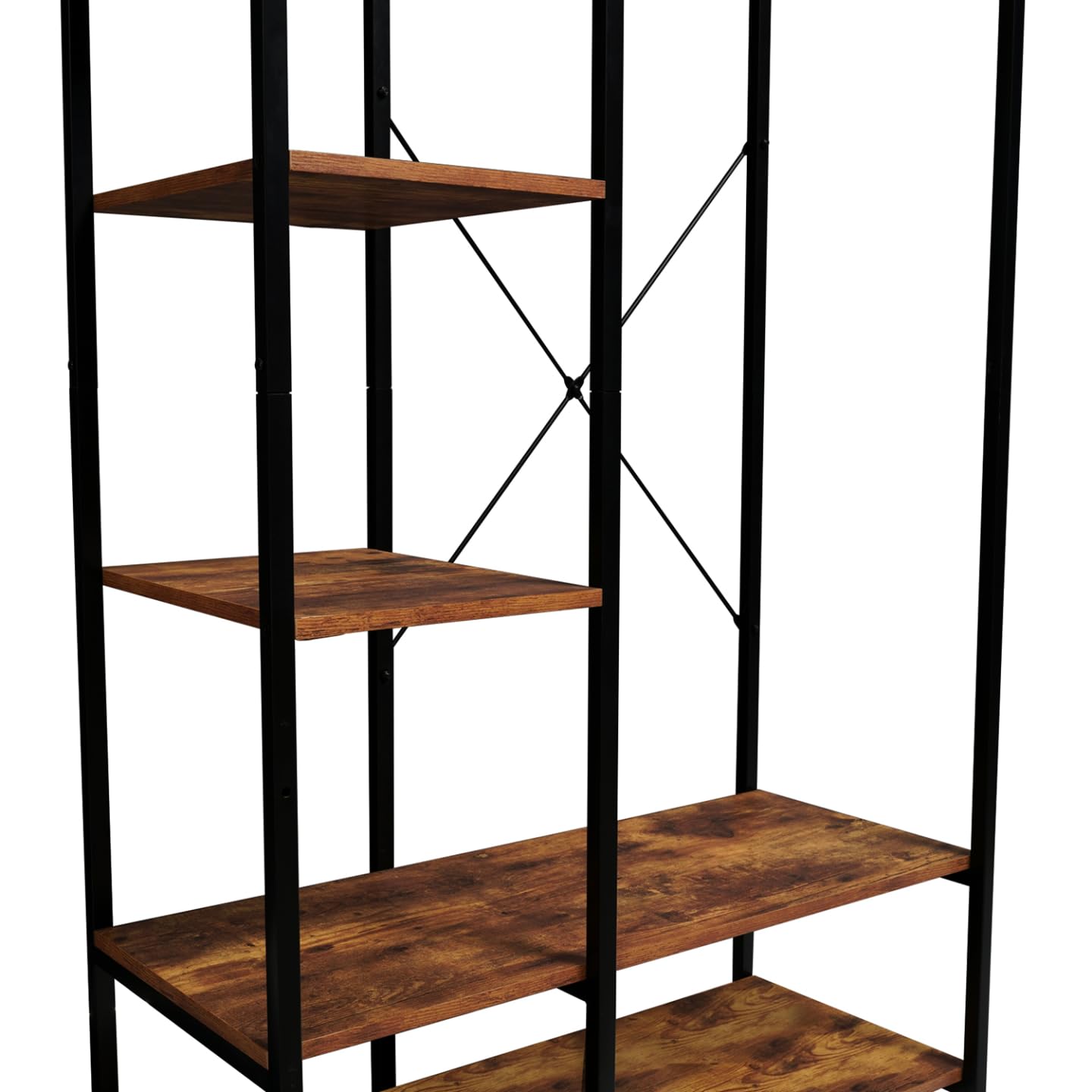 IDMarket - Vestidor armario estantes L. 90 cm HAWKINS madera oscura diseño industrial