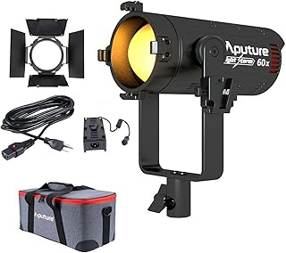 Aputure Light Storm 60x LED Video Light, 60W Bicolor (2700~6500K) CRI/TLCI: 95, Controle de Aplicativo de Suporte, Iluminação Embutida FX, Luz de Montagem Bowens Ajustável para Fotografia, Tiro ao A