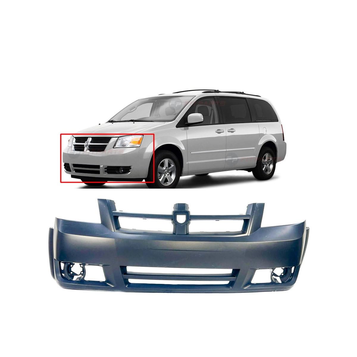 FitParts Compatible with Dodge Grand Caravan 2008–2010 Front Bumper Cover