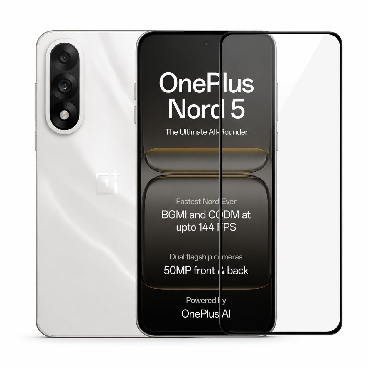 EitanshaKart Military-Grade Tempered Glass Screen Protector Compatible for OnePlus Nord 5 with Edge to Edge Coverage and Easy Self Installation Kit (OnePlus Nord 5)