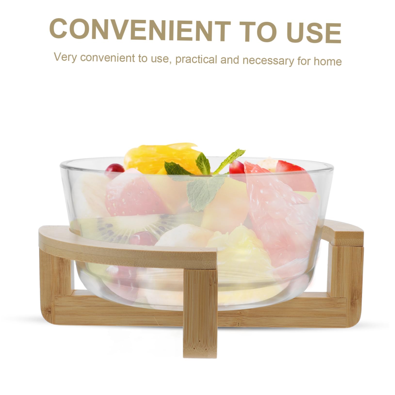 Amazon.com | Hemoton 1set Versatile Glass Salad Bowl with Wooden