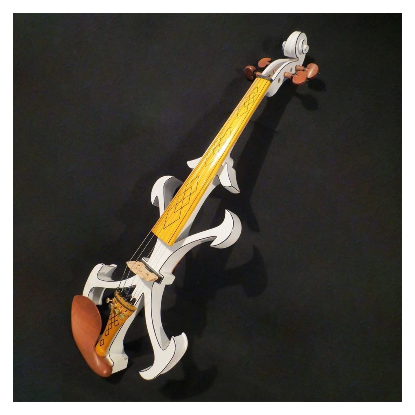 Nuovo Strumento Musicale per Violino Elettrico 4/4 in Legno Massello Bianco con Manico in Acero Pickup Eccellente Violini per Studenti