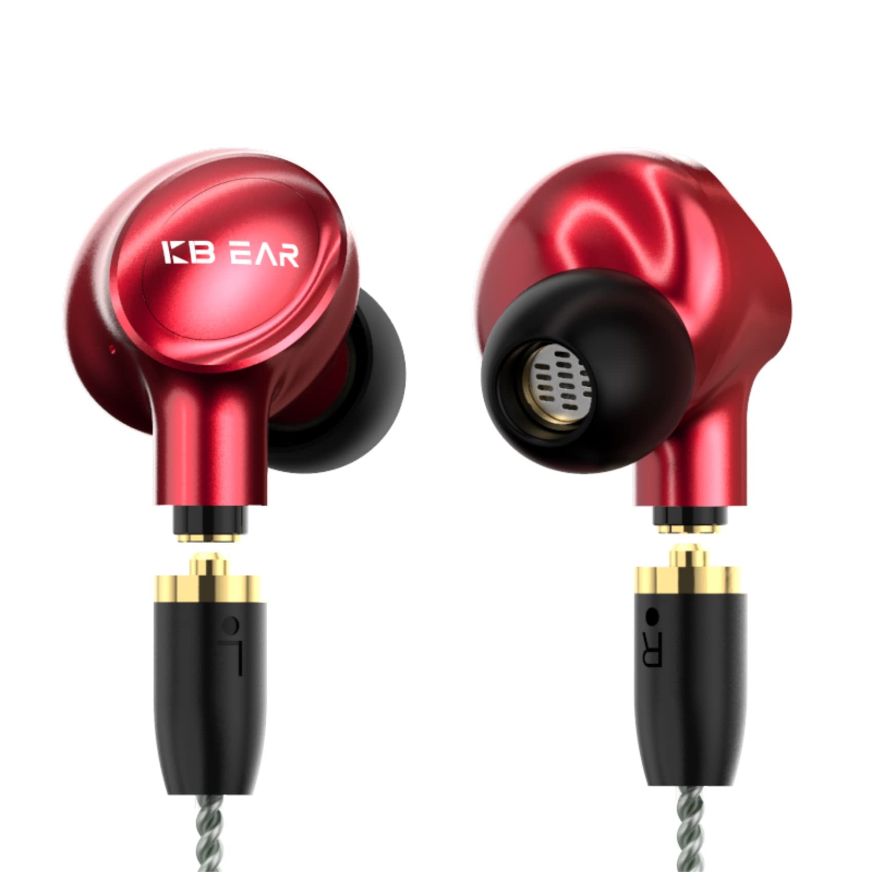 Kbear Ormosia Wired IEM EARBUDS BASS EARBUDS Słuchawki dźwięku słuchawki słuchawki z MMCX Wire 1BA 1DD Driver bez mikrofonu na komputer PC dla muzyków （czerwony）