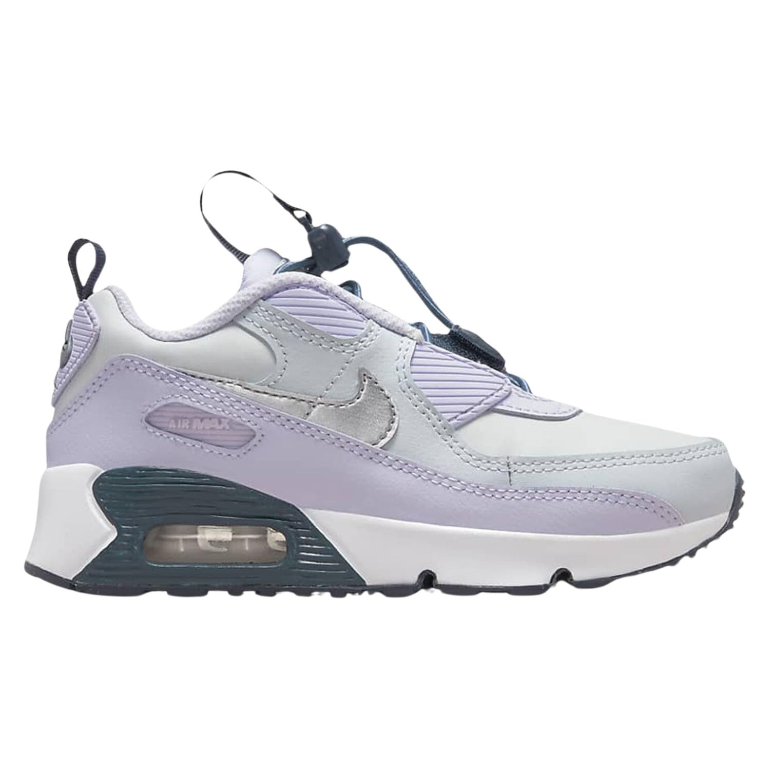 Nike Air Max 90 Toggle Little Kids' Shoes Size - 2.5 Pure Platinum/Metallic Silver